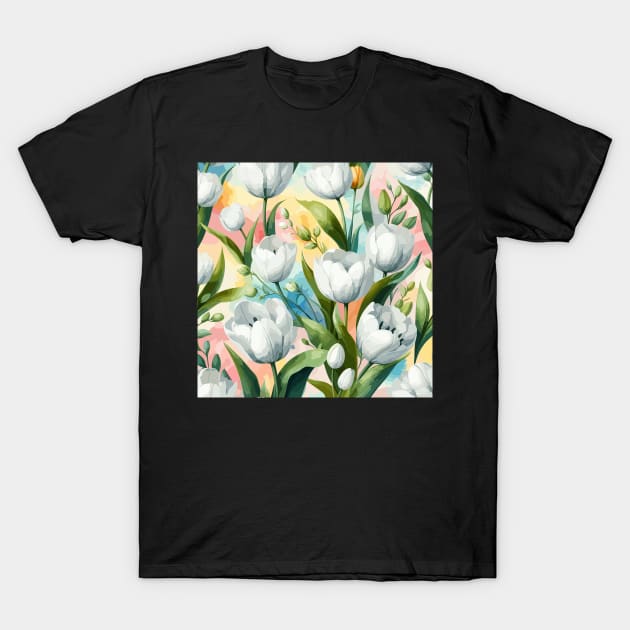 White Tulip Flowers T-Shirt by Jenni Arts